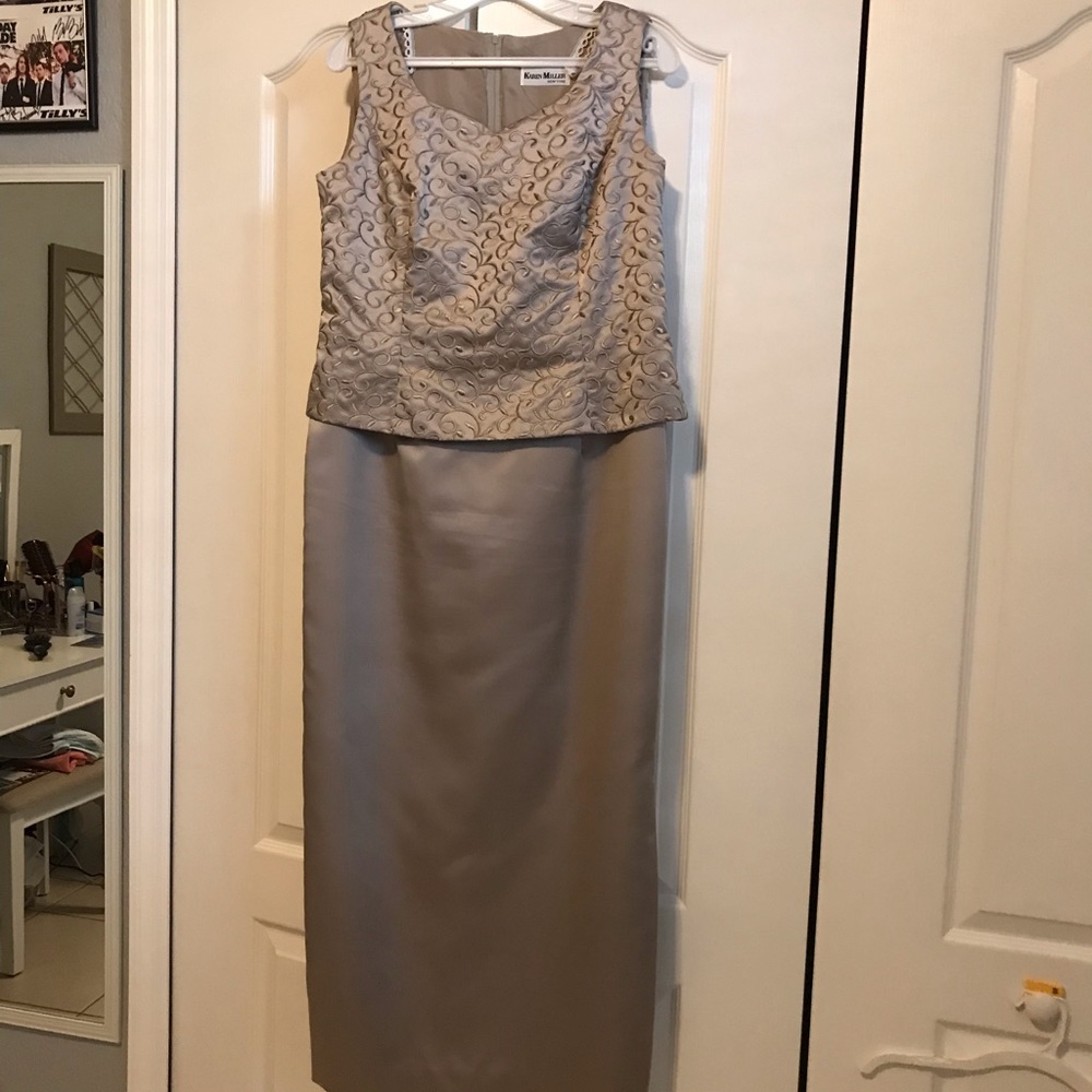Champagne/Taupe Evening Dress (Plus Shawl!)